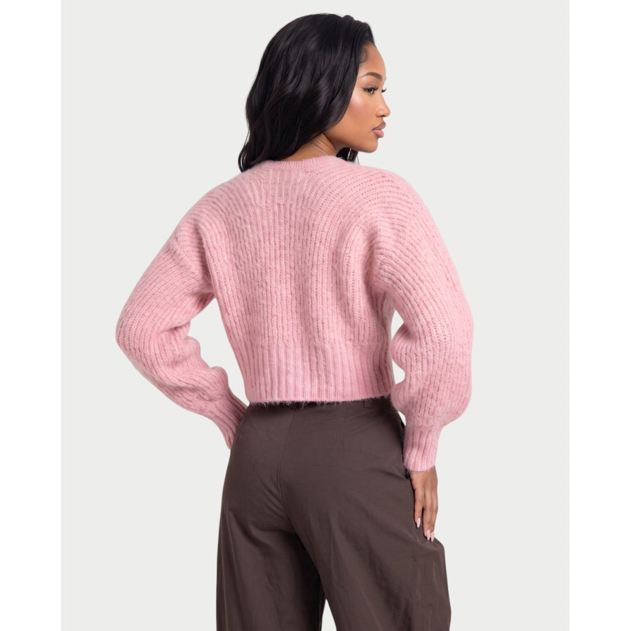 Die Strickjacke mit Verschluss vorne