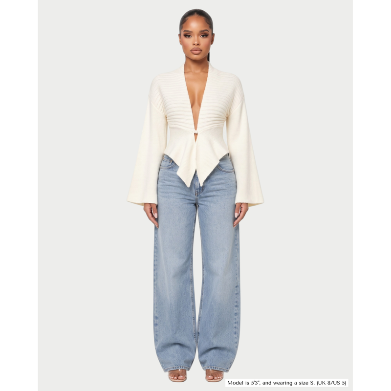 Die gerippte Cardiganjacke mit ausgestelltem Saum