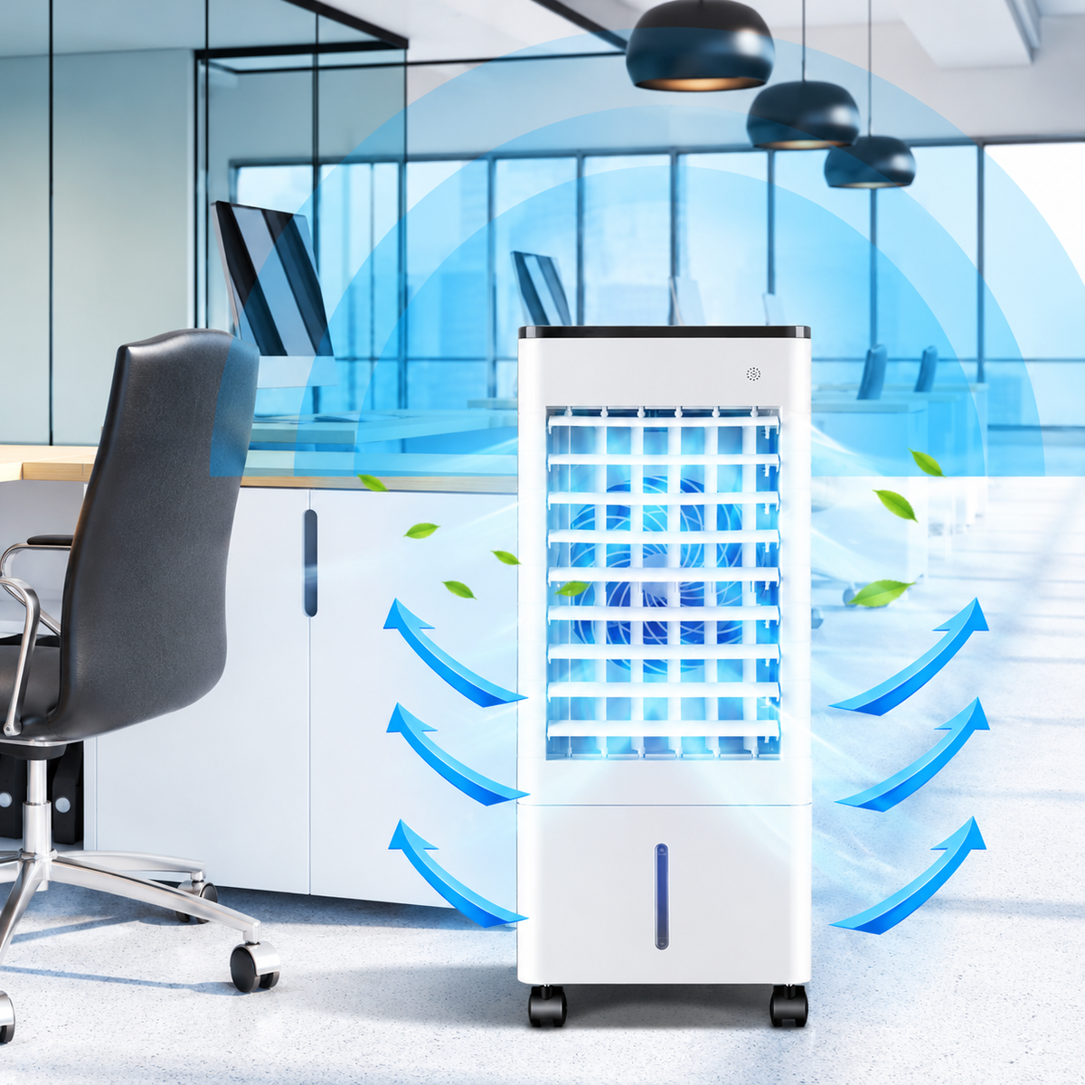 Climatiseur portable avec télécommande, réservoir d'eau de 6 litres et coussin de refroidissement par évaporation