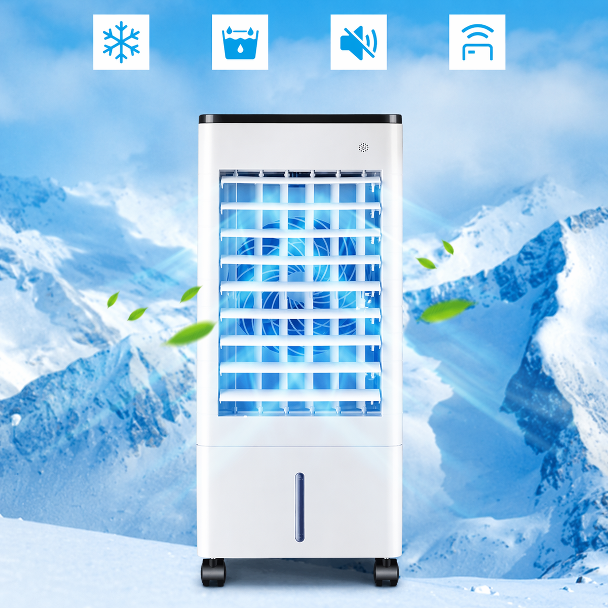 Climatiseur portable avec télécommande, réservoir d'eau de 6 litres et coussin de refroidissement par évaporation