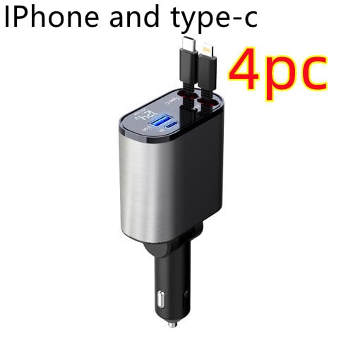 Automatic Retractable Car Charger Smart Battery Management and Dual USB Type-C Cables - Image 16