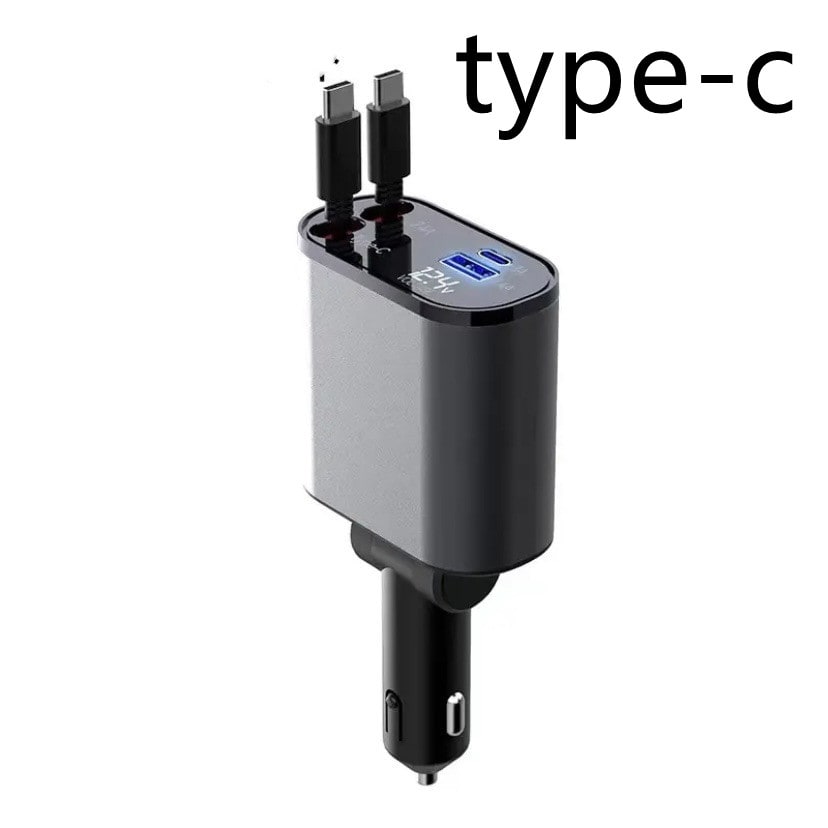 Automatic Retractable Car Charger Smart Battery Management and Dual USB Type-C Cables - Image 23