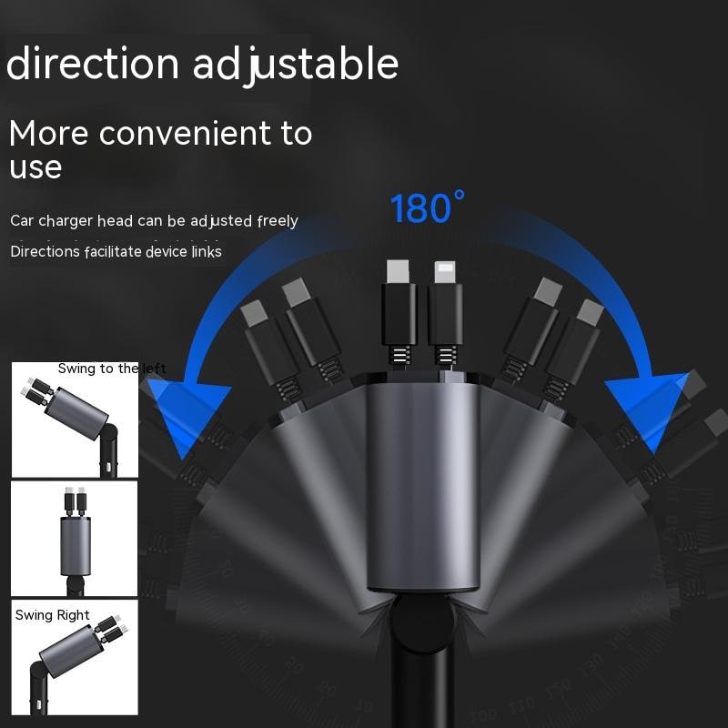 Automatic Retractable Car Charger Smart Battery Management and Dual USB Type-C Cables - Image 24