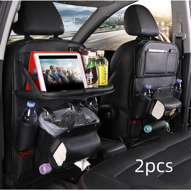 Back Facing Car Seat Organizer with Fold-Down Tray Table and Multiple Storage Pockets - Image 10
