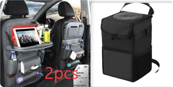 Back Facing Car Seat Organizer with Fold-Down Tray Table and Multiple Storage Pockets - Image 11