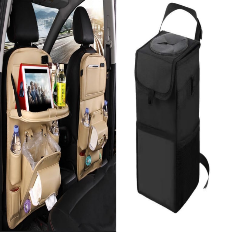 Back Facing Car Seat Organizer with Fold-Down Tray Table and Multiple Storage Pockets - Image 13