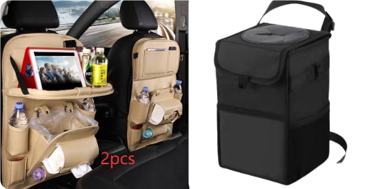 Back Facing Car Seat Organizer with Fold-Down Tray Table and Multiple Storage Pockets - Image 16