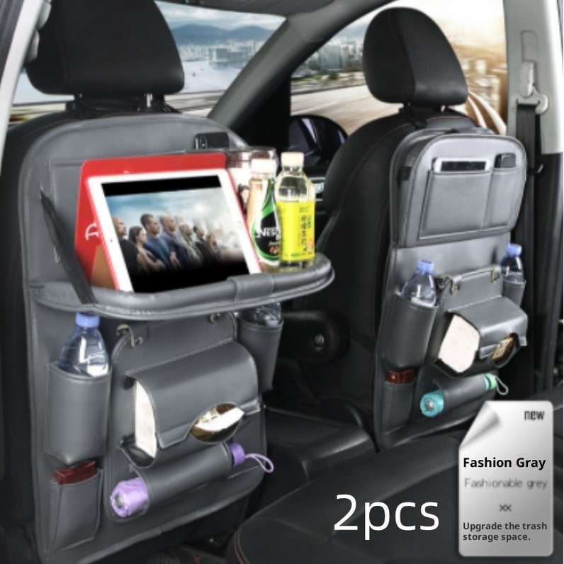 Back Facing Car Seat Organizer with Fold-Down Tray Table and Multiple Storage Pockets - Image 18
