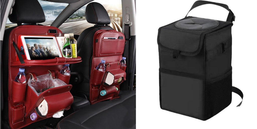 Back Facing Car Seat Organizer with Fold-Down Tray Table and Multiple Storage Pockets - Image 20