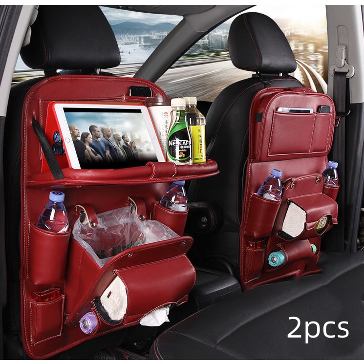 Back Facing Car Seat Organizer with Fold-Down Tray Table and Multiple Storage Pockets - Image 24