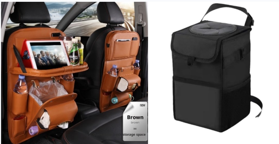 Back Facing Car Seat Organizer with Fold-Down Tray Table and Multiple Storage Pockets - Image 27