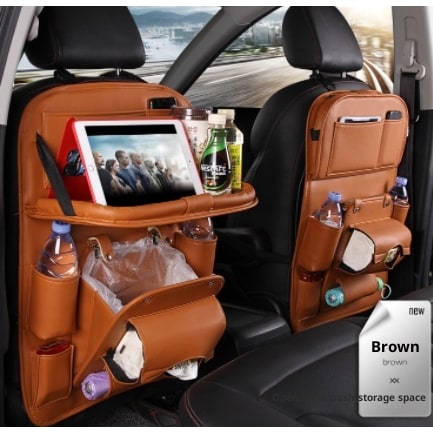 Back Facing Car Seat Organizer with Fold-Down Tray Table and Multiple Storage Pockets - Image 6