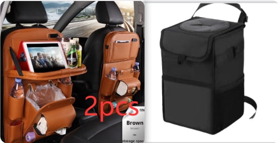 Back Facing Car Seat Organizer with Fold-Down Tray Table and Multiple Storage Pockets - Image 8