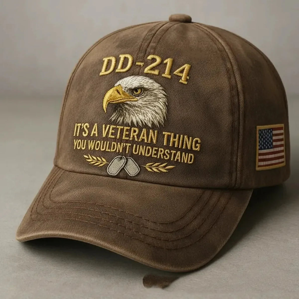 Baseball Cap with Embroidered Bald Eagle and Us Flag Patch for Veterans - Image 5