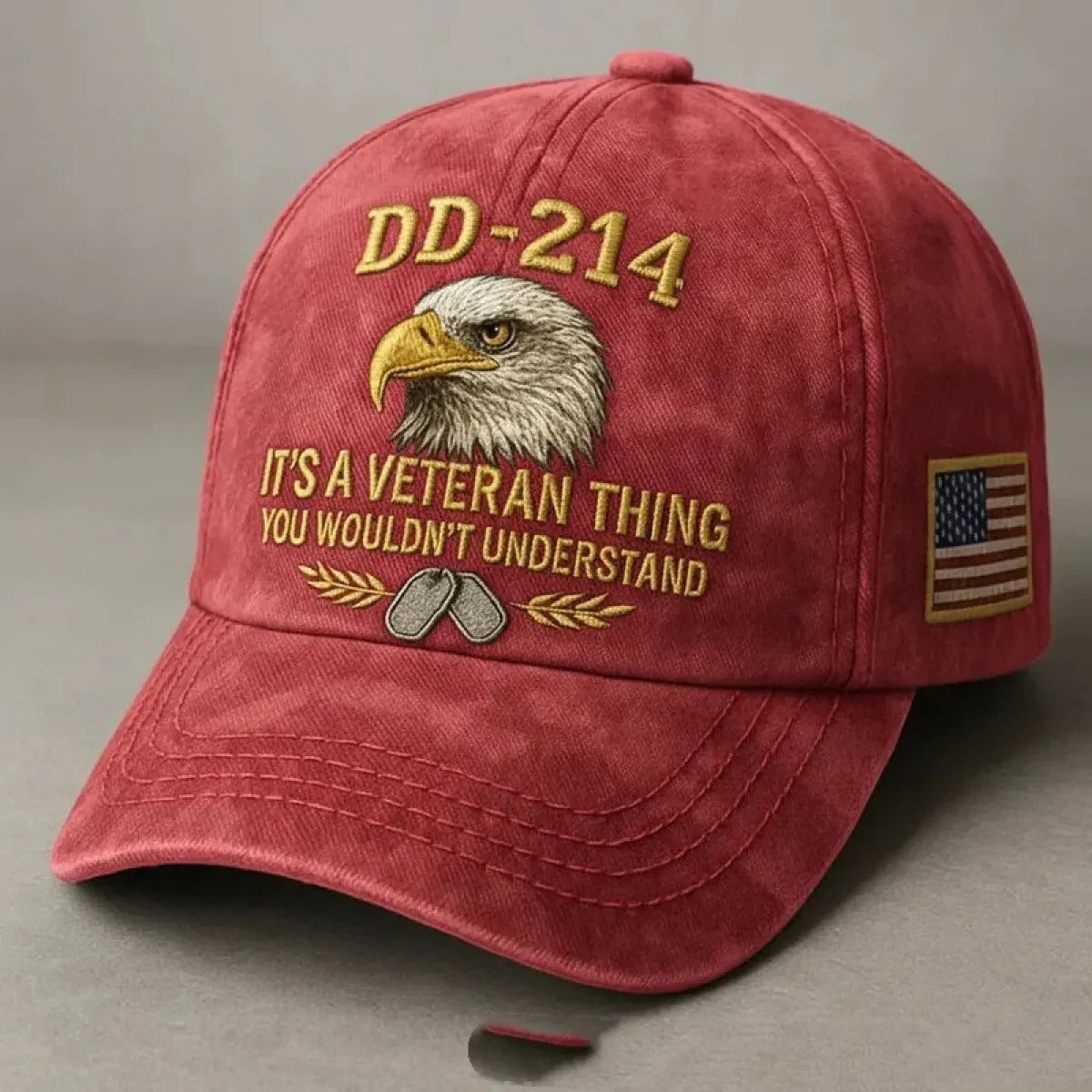 Baseball Cap with Embroidered Bald Eagle and Us Flag Patch for Veterans - Image 8