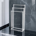 Bathroom Freestanding Three-Tier Towel Rack Stand with Metal Frame and Hand Storage - Image 1