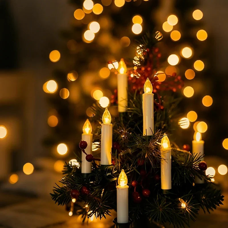 Battery Operated Candles with Clips for Christmas Trees Flickering LED Cordless Lights - Image 4