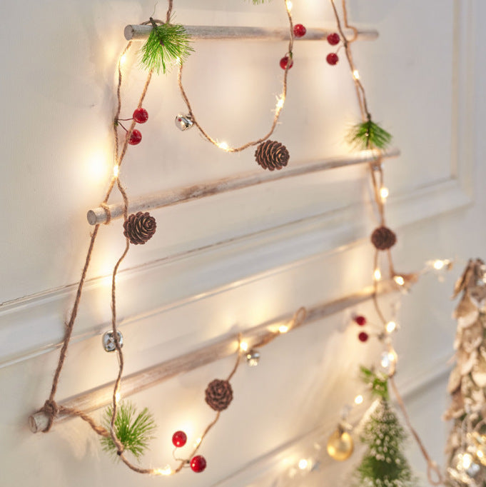 Battery Operated LED Christmas Garland Lights with Warm White Pine Cones and Berries - Image 14