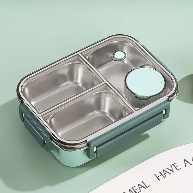 Bento Lunch Box with Stainless Steel Compartments Leak Proof and Portable - Image 2