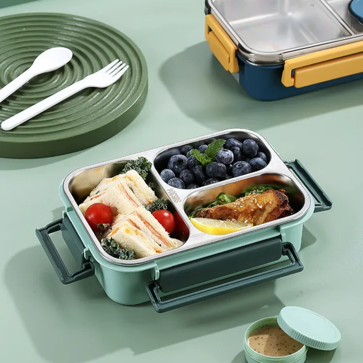 Bento Lunch Box with Stainless Steel Compartments Leak Proof and Portable - Image 5