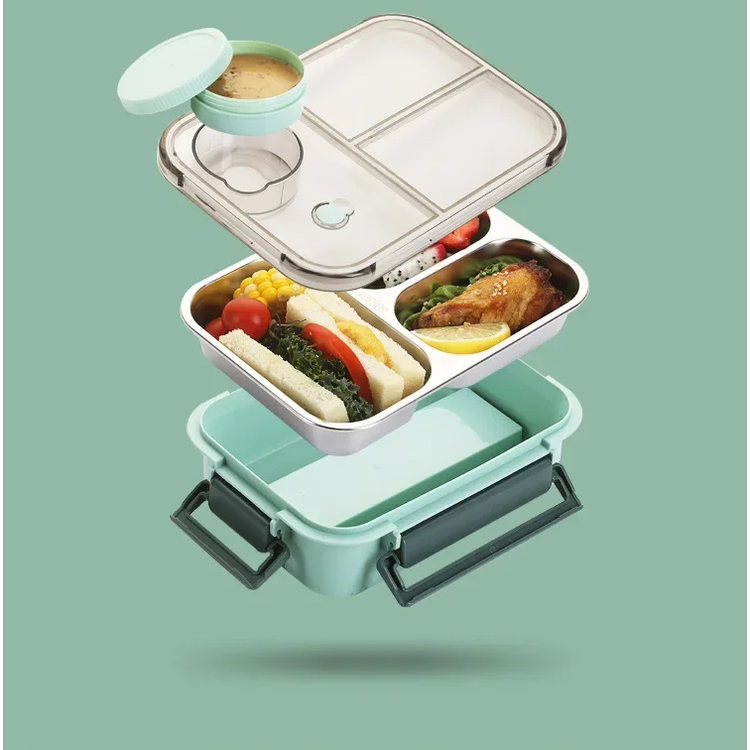 Bento Lunch Box with Stainless Steel Compartments Leak Proof and Portable - Image 6