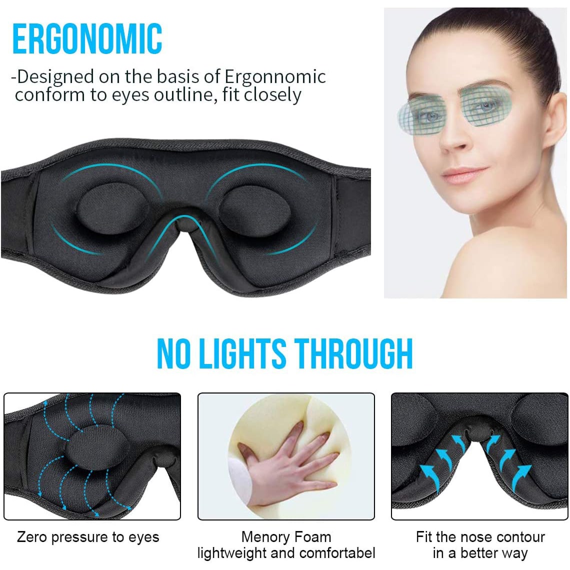 Bluetooth Sleep Mask with Weighted Padding and Built-In Headphones for Blackout Rest Silk - Image 4