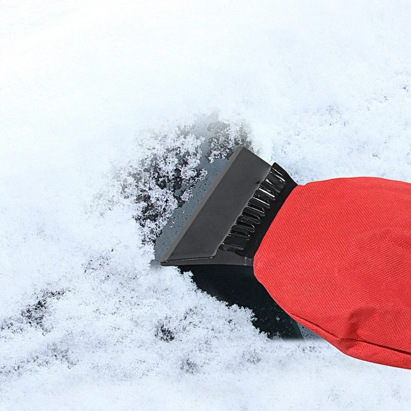 Car Ice Scraper Mitt with Fleece Lining and Elastic Wrist Band for Windshield - Image 5