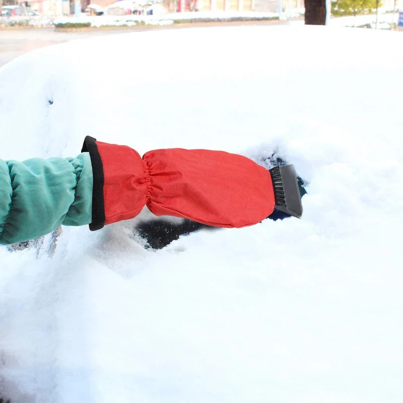 Car Ice Scraper Mitt with Fleece Lining and Elastic Wrist Band for Windshield - Image 6