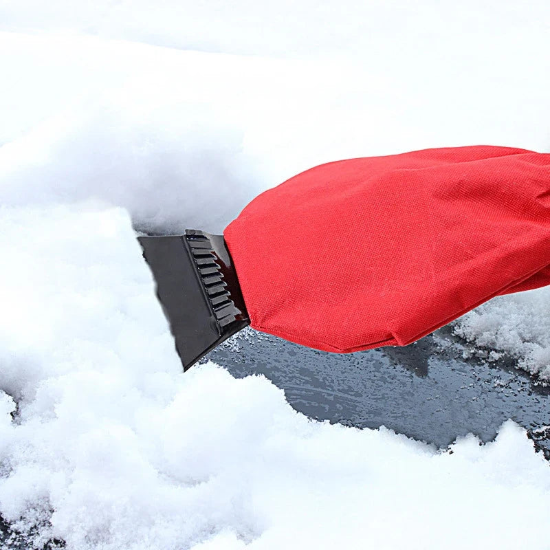 Car Ice Scraper Mitt with Fleece Lining and Elastic Wrist Band for Windshield - Image 7
