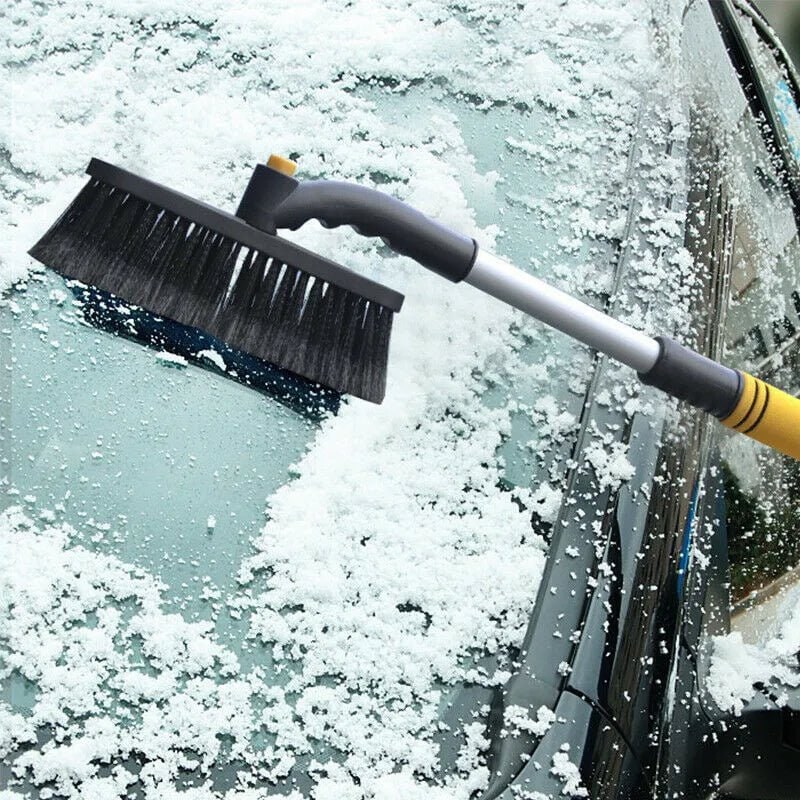 Car Snow Ice Scraper and Brush with Rotating Head and Telescoping Handle - Image 1