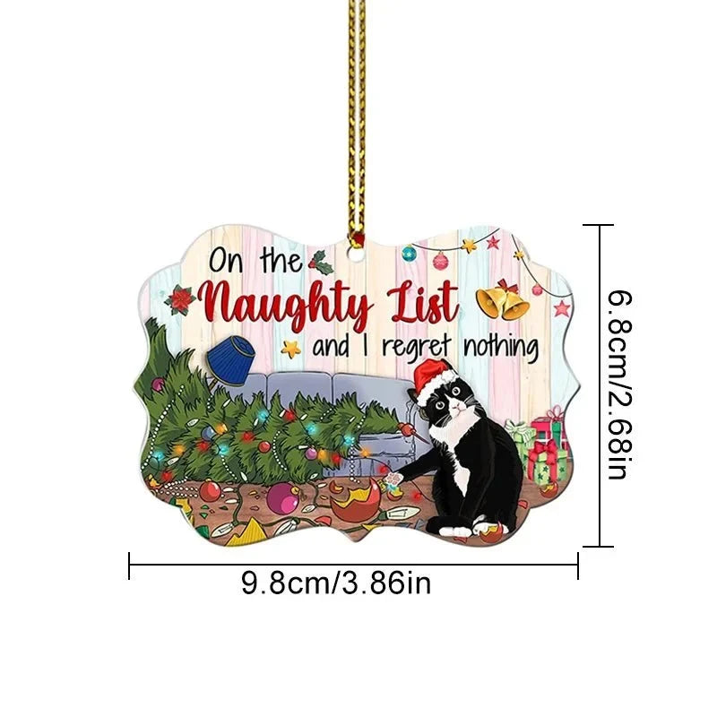 Cat Christmas Ornament with Flat Acrylic Design and Gold Hanging String for Tree Decoration - Image 8