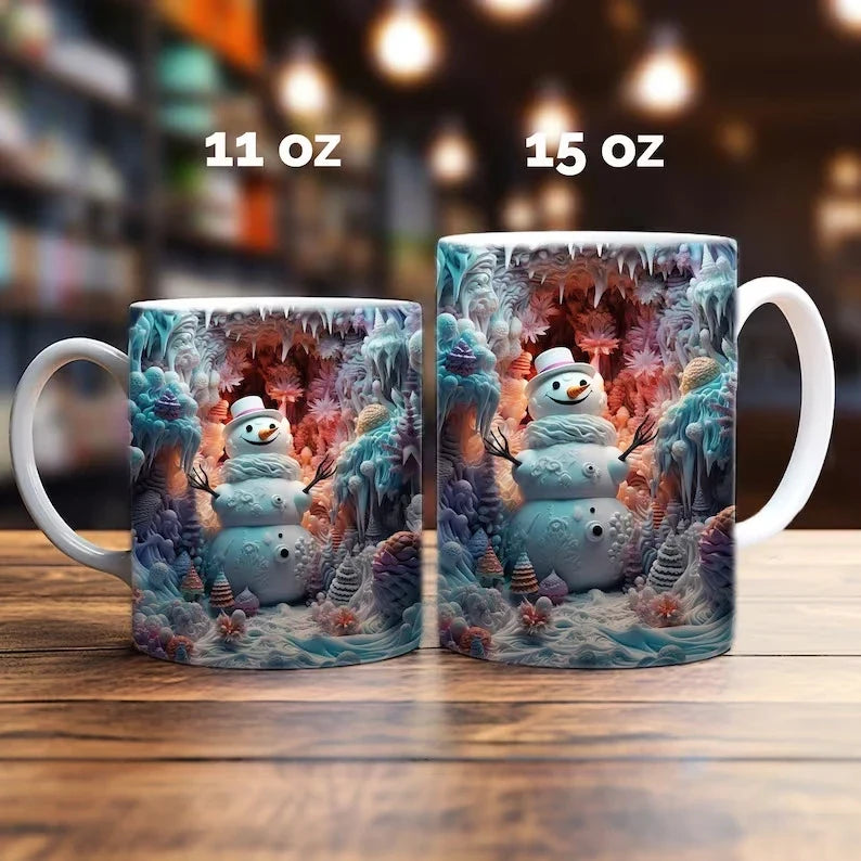 Ceramic Coffee Mug with 3D Christmas Snowman Design and Holiday Winter Graphics - Image 13