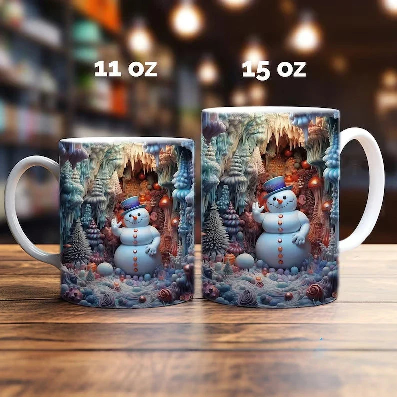 Ceramic Coffee Mug with 3D Christmas Snowman Design and Holiday Winter Graphics - Image 8