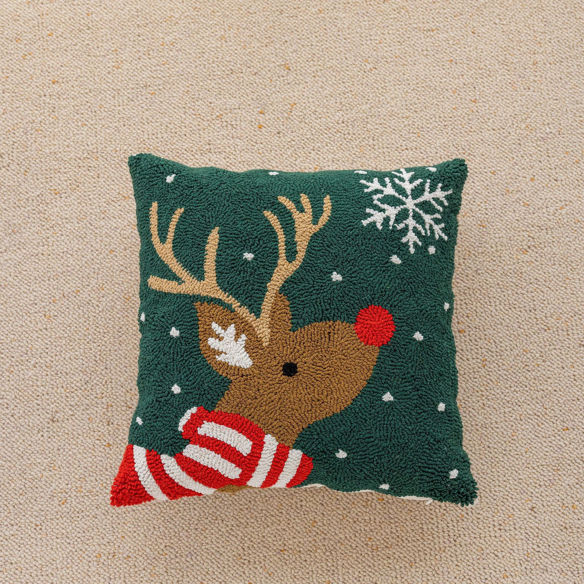Christmas Pillow Cover Decorative Square Throw with Festive Embroidered Design - Image 4