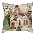 Christmas Pillow Cover with Hidden Zipper Polyester Linen Throw Festive Square Cushion - Image 3