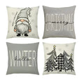 Christmas Pillow Covers Set of 4 Square Throw with Hidden Zipper and Festive Gnome Print - Image 9