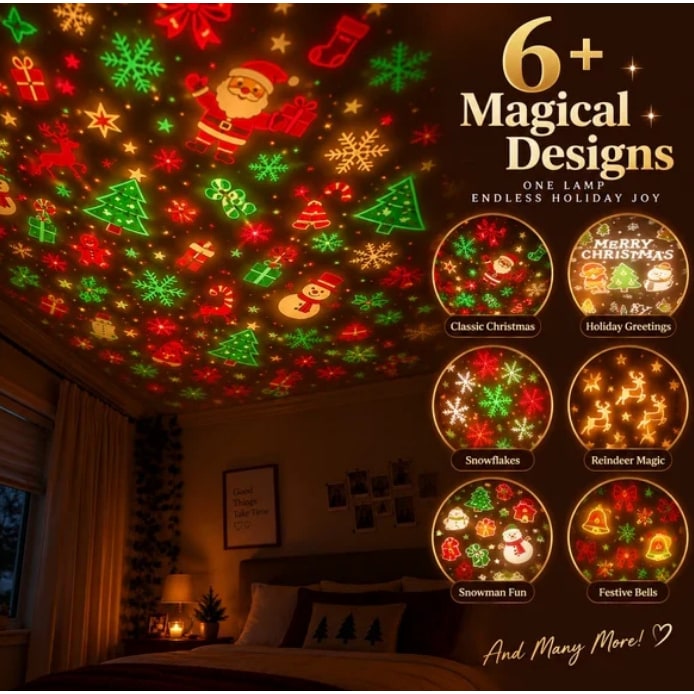 Christmas Projector Light with USB Flexible Neck and Colorful Holiday Patterns - Image 4