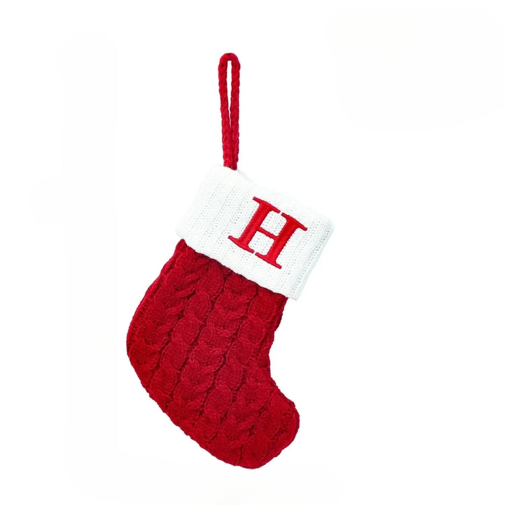 Christmas Stocking Stuffers with Cable Knit Embroidered Initial and Mini Size - Image 12
