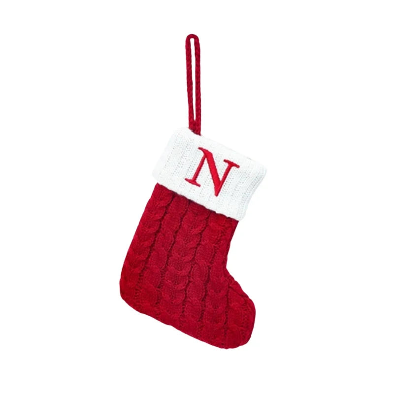 Christmas Stocking Stuffers with Cable Knit Embroidered Initial and Mini Size - Image 13