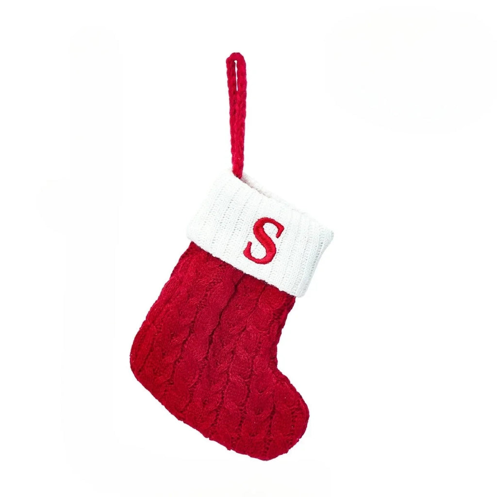 Christmas Stocking Stuffers with Cable Knit Embroidered Initial and Mini Size - Image 22