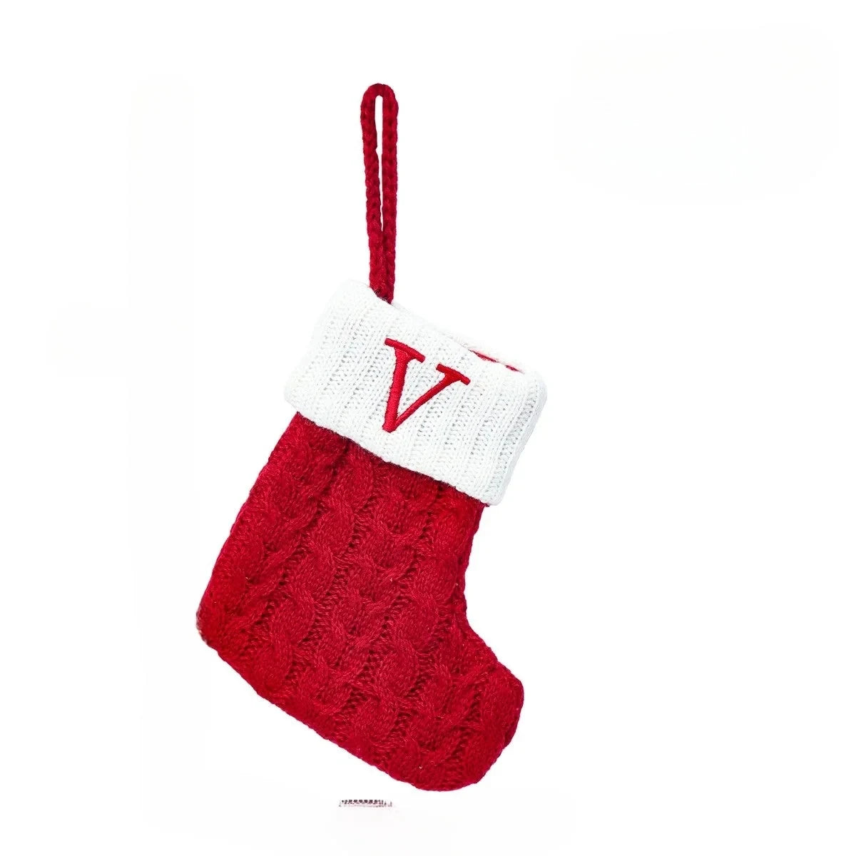 Christmas Stocking Stuffers with Cable Knit Embroidered Initial and Mini Size - Image 24
