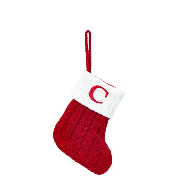 Christmas Stocking Stuffers with Cable Knit Embroidered Initial and Mini Size - Image 6