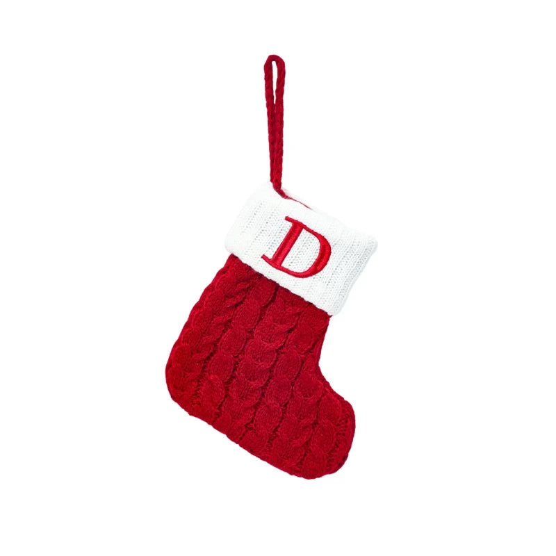 Christmas Stocking Stuffers with Cable Knit Embroidered Initial and Mini Size - Image 7