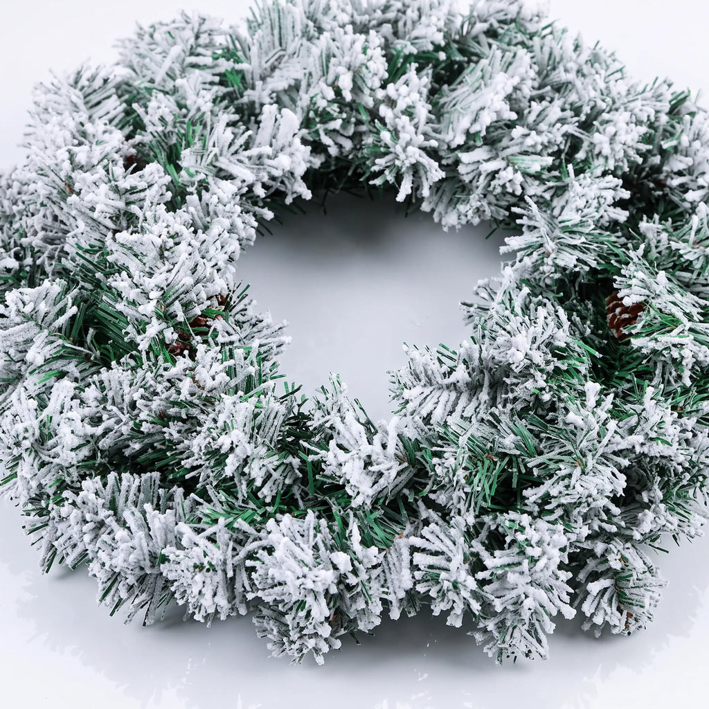 Christmas Wreath with Flocked Pine Needles and Snowflake Design for Front Door - Image 2