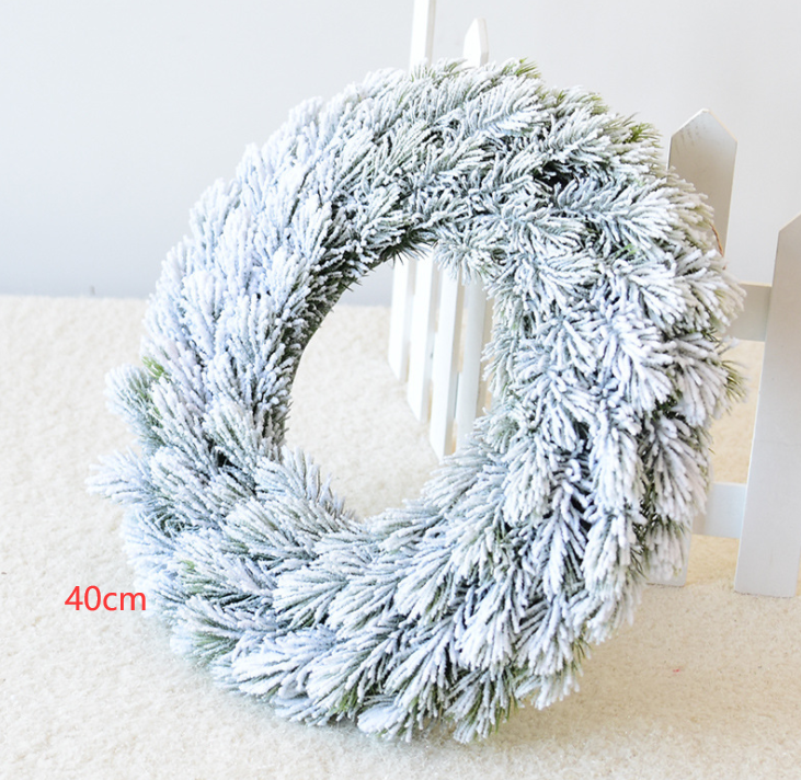 Christmas Wreath with Flocked Pine Needles and Snowflake Design for Front Door - Image 7