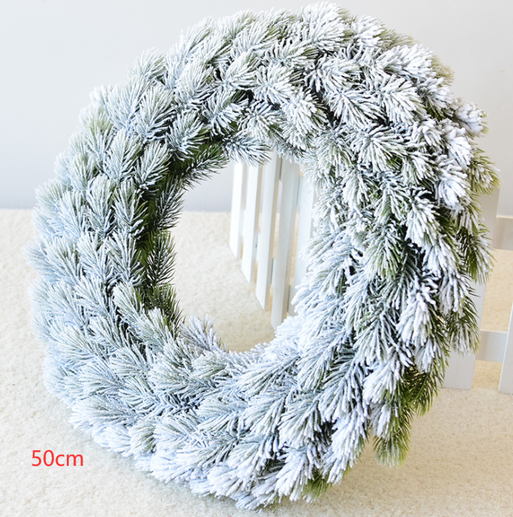 Christmas Wreath with Flocked Pine Needles and Snowflake Design for Front Door - Image 8