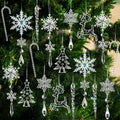 Clear Acrylic Christmas Ornaments Set with Snowflakes and Icicles Shatterproof Hanging Decorations - Image 5