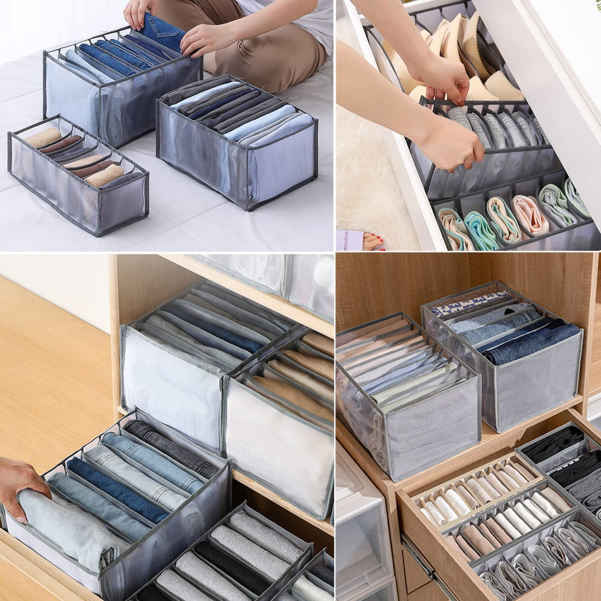 Clothes Drawer Organizer with Closet Shelf Dividers and Mesh Compartments for Folded - Image 2