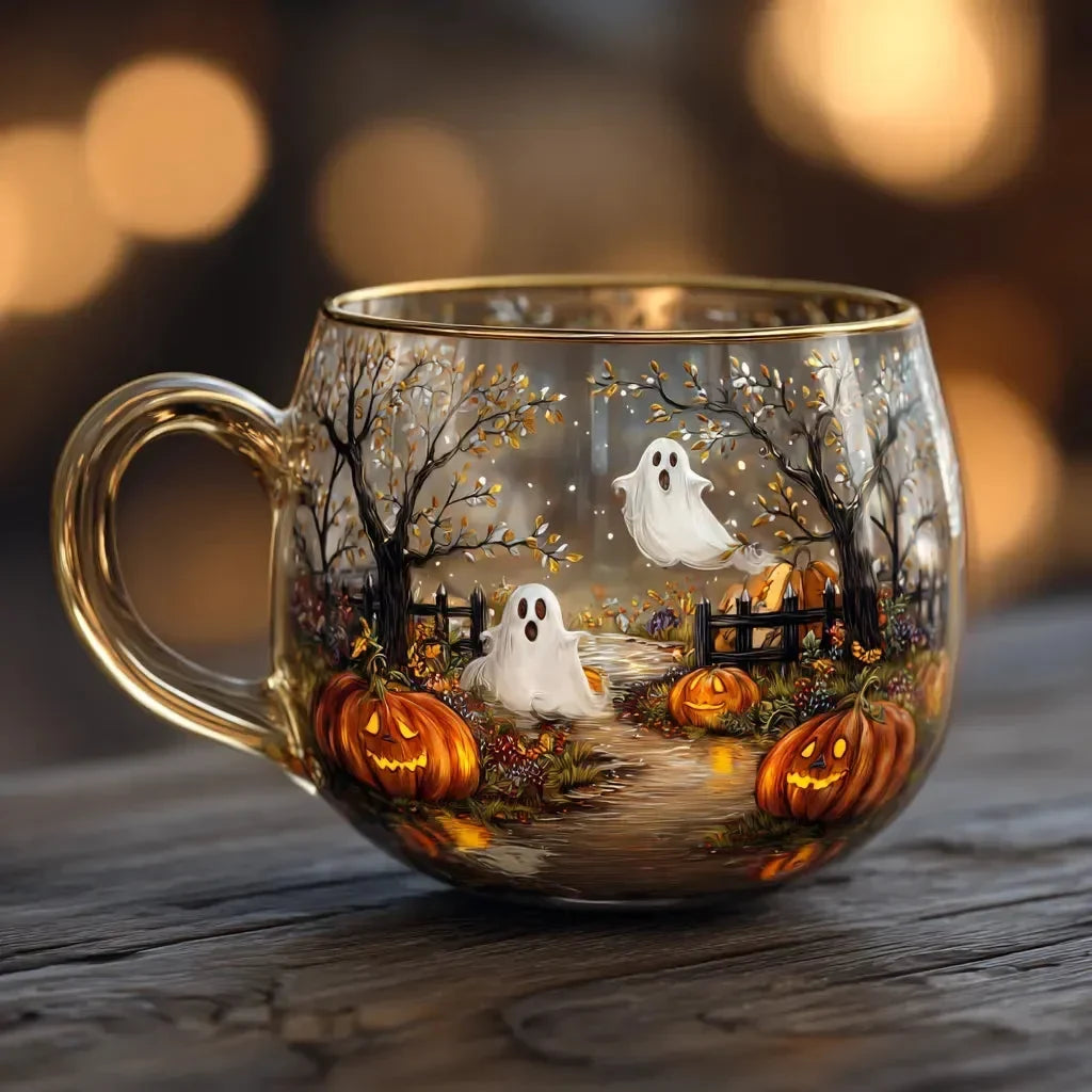 Coffee Mug with Festive Holiday Illustrations and Clear Glass Rounded Design - Image 6