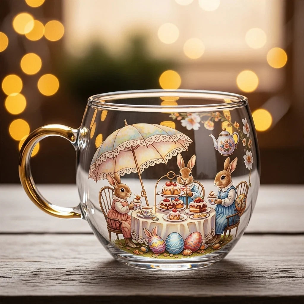 Coffee Mug with Festive Holiday Illustrations and Clear Glass Rounded Design - Image 7